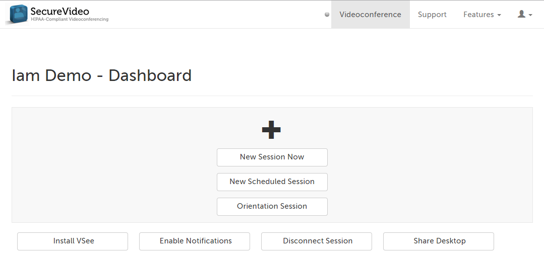 SecureVideo Dashboard (no sessions)