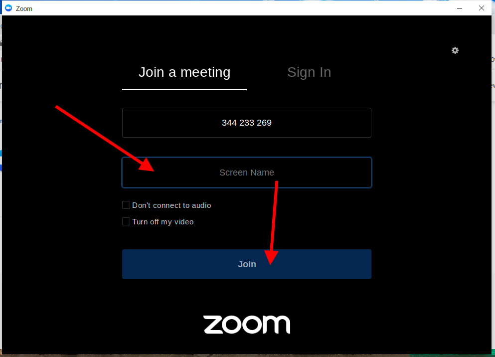 Zoom Join Screen