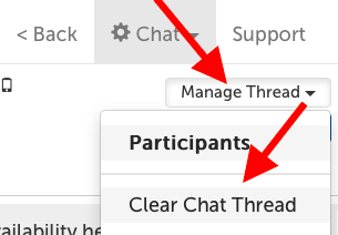 Manage Thread -> Clear Chat Thread