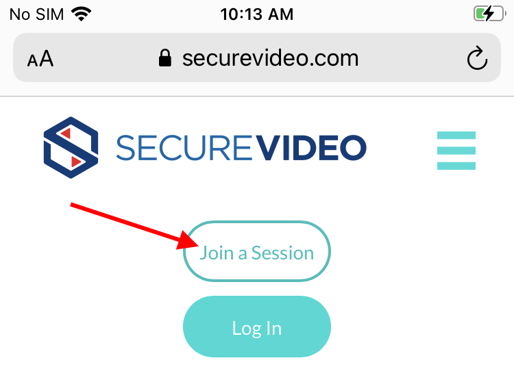 Arrow pointing at Join a Session